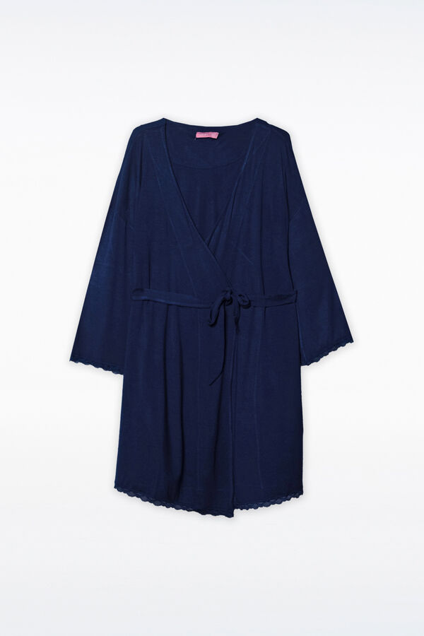 Ohma! Maternity robe with matching lace blue