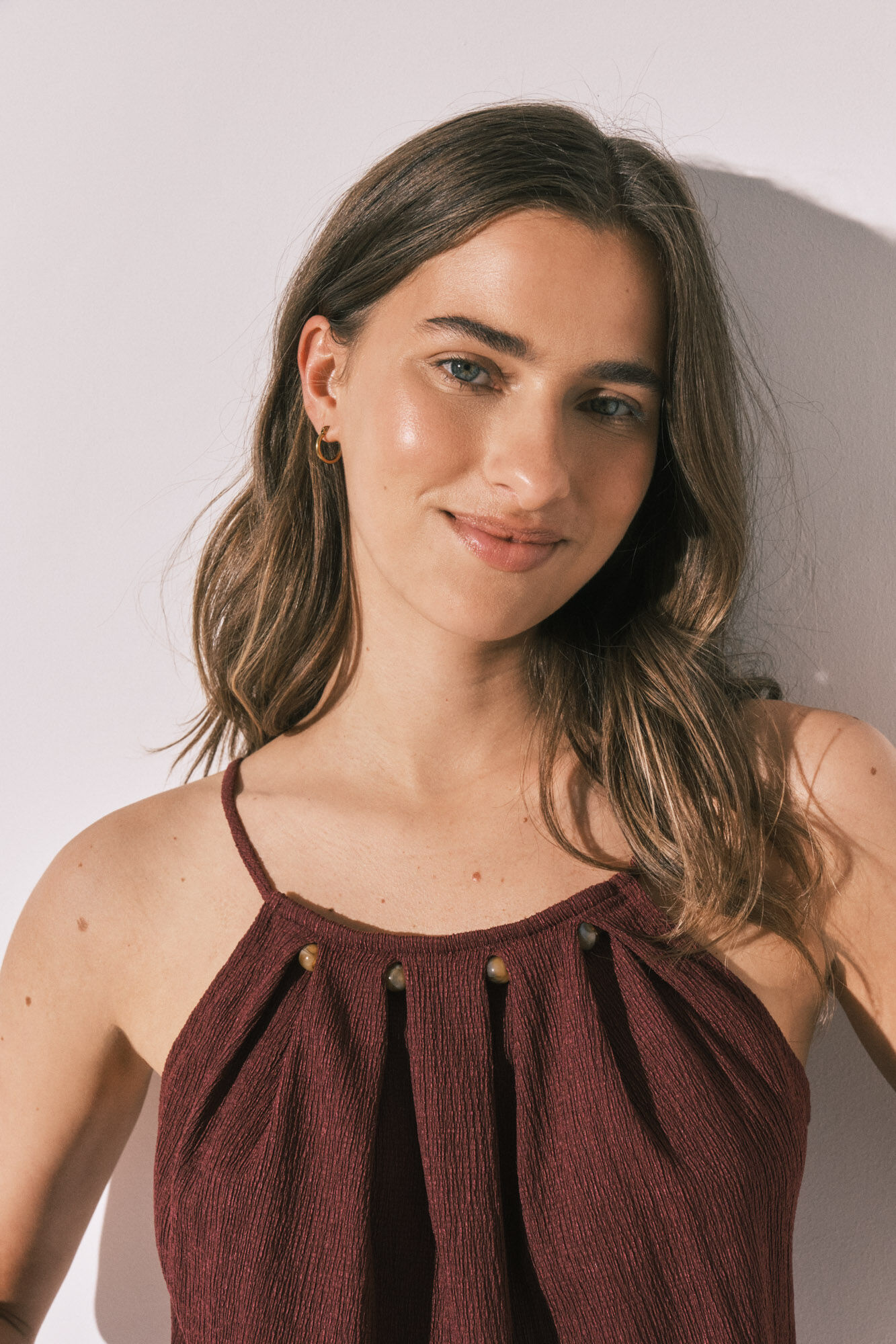Women'secret Maroon bead strap top