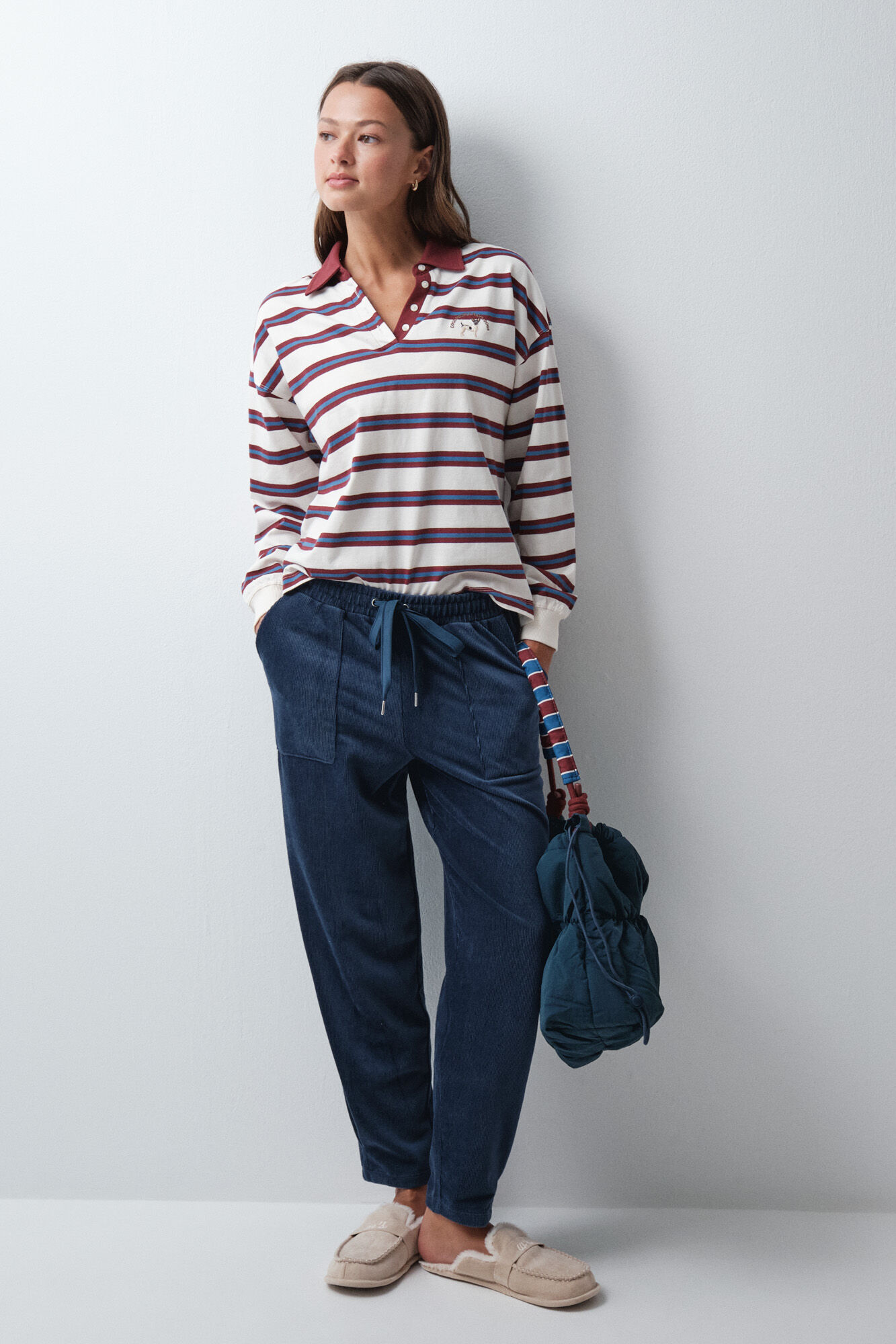 Women'secret Blue corduroy long trousers