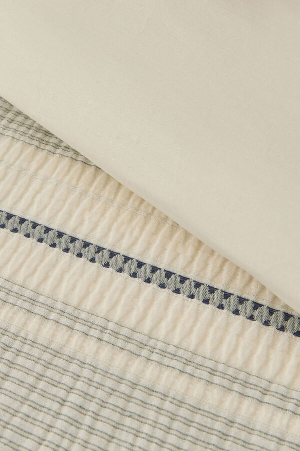 Womensecret Textured striped cotton duvet cover kék