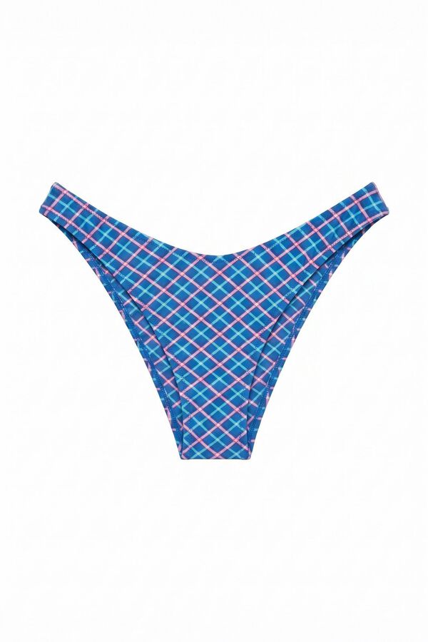 Women'secret Cueca de biqu&iacute;ni brasileira efeito U em xadrez azul azul