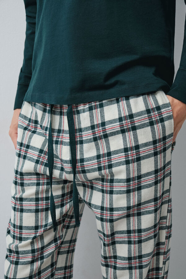 Women'secret Plaid cotton men's pyjamas beige