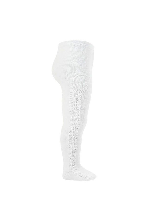 Condor Warm cotton openwork tights white