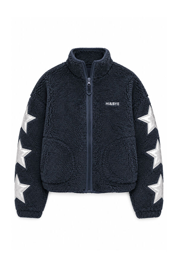 HI&BYE Dark grey faux shearling star jacket grey