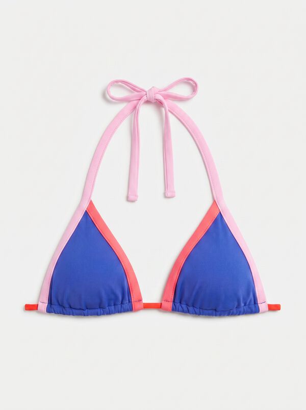 HI&BYE Blue halterneck triangle bikini top blue
