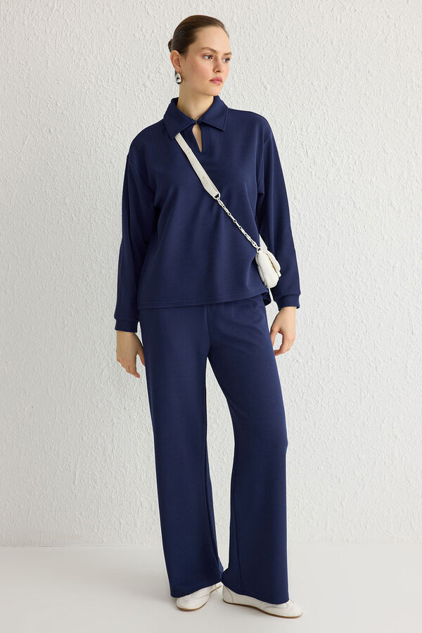 Trendyol Conjunto top y pantal&oacute;n con cuello polo Azul&nbsp;&nbsp; azul