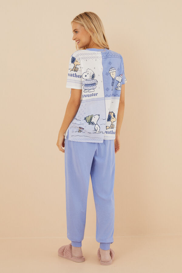 Womensecret Snoopy-mintás pizsama, 100% pamutból. rávasalt mintás