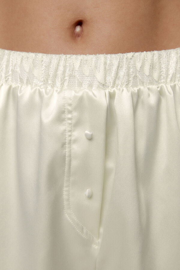 Womensecret Ida Gardenia satin-finish shorts with lace beige
