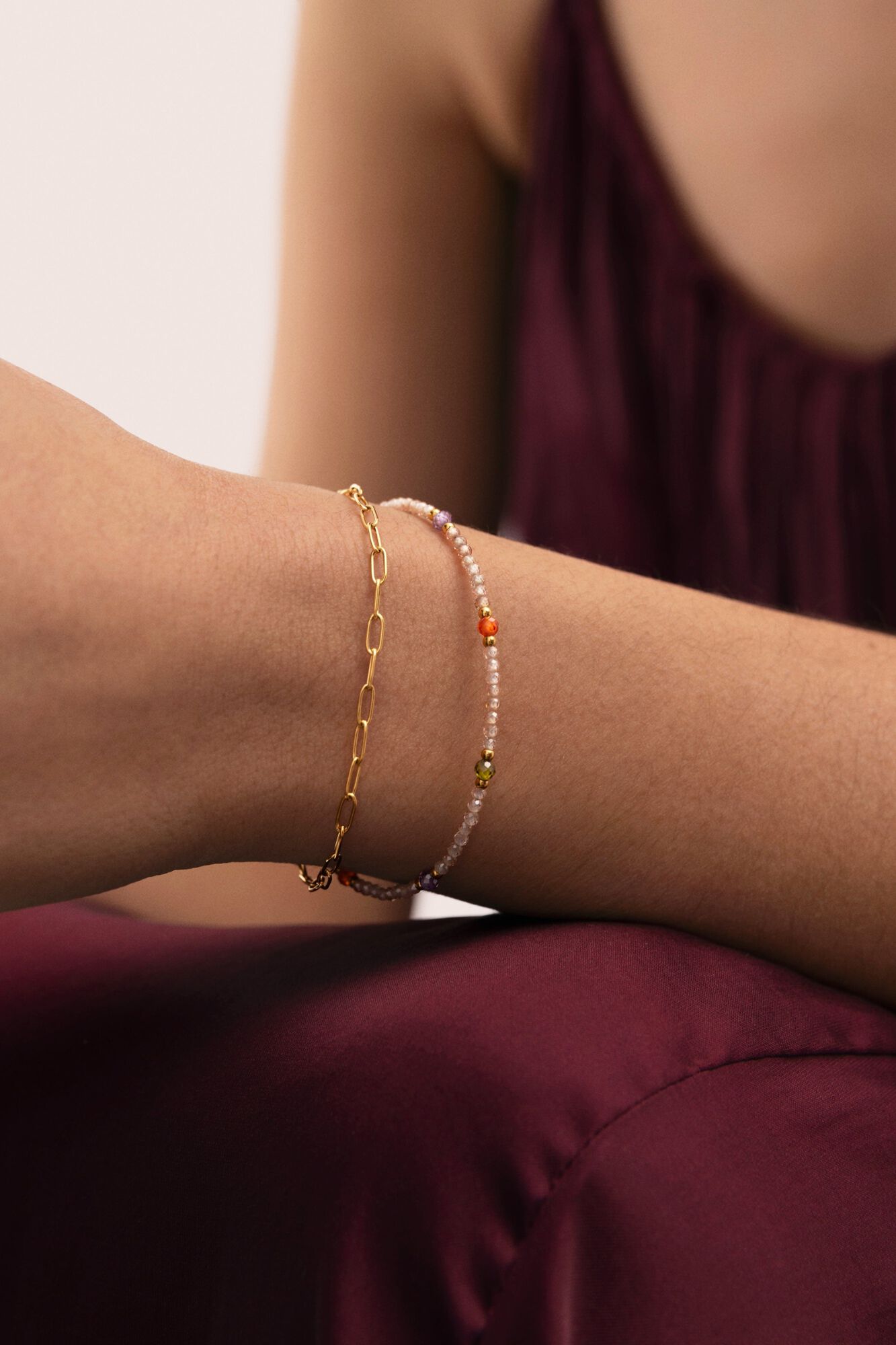 Singularu Double Glam Armband Stahl Gold