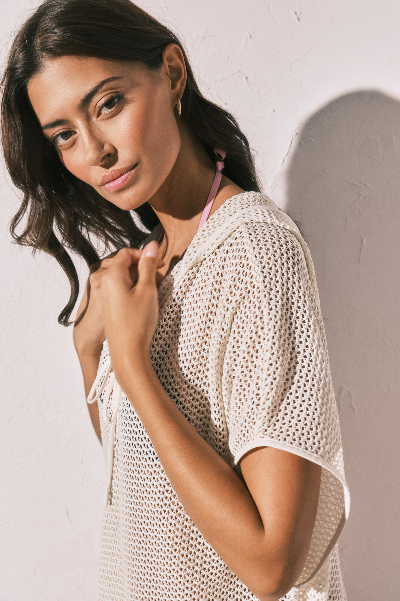 Women'secret Tunique courte &agrave; capuche effet r&eacute;sille beige