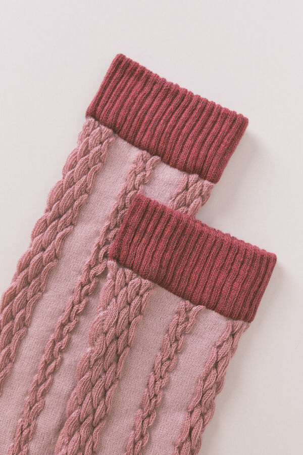 Women'secret Long pink braided socks pink