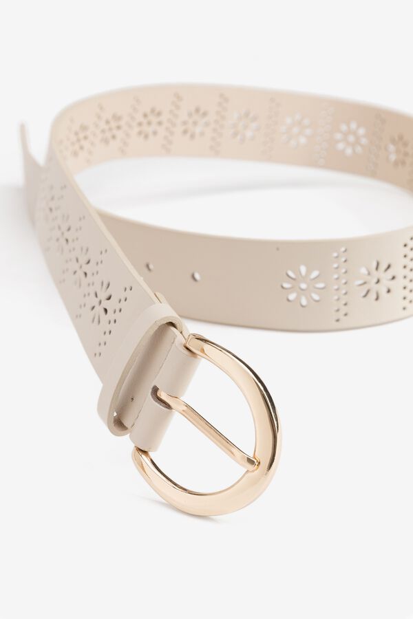 Vilanova Ceinture effet cuir perfor&eacute; beige