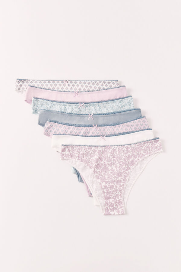 Women'secret Multicoloured cotton mixed print 7-pack Brazilian panties printed