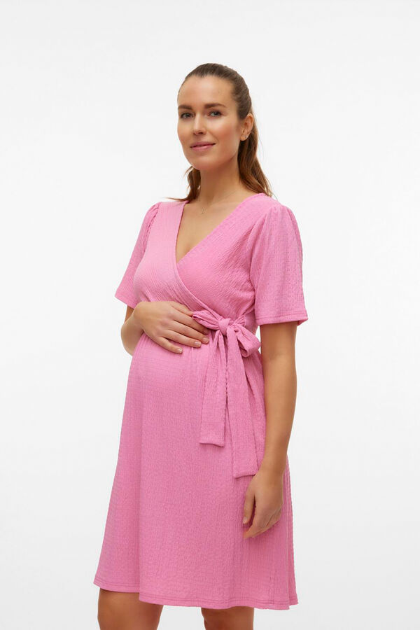 Womensecret Vestido curto de manga curta maternity e lactância rosa