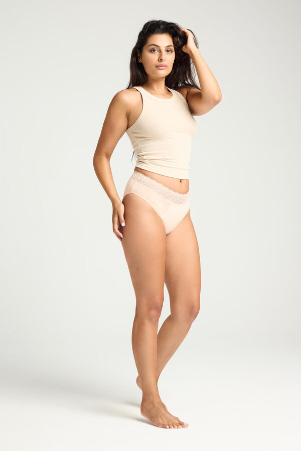 Modibodi Braga menstrual encaje alta bamb&uacute; negra absorci&oacute;n maxi brown