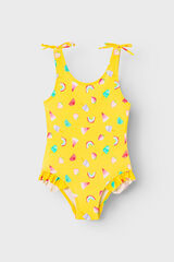Womensecret Girls' fruit print swimsuit with tie detail Žuta