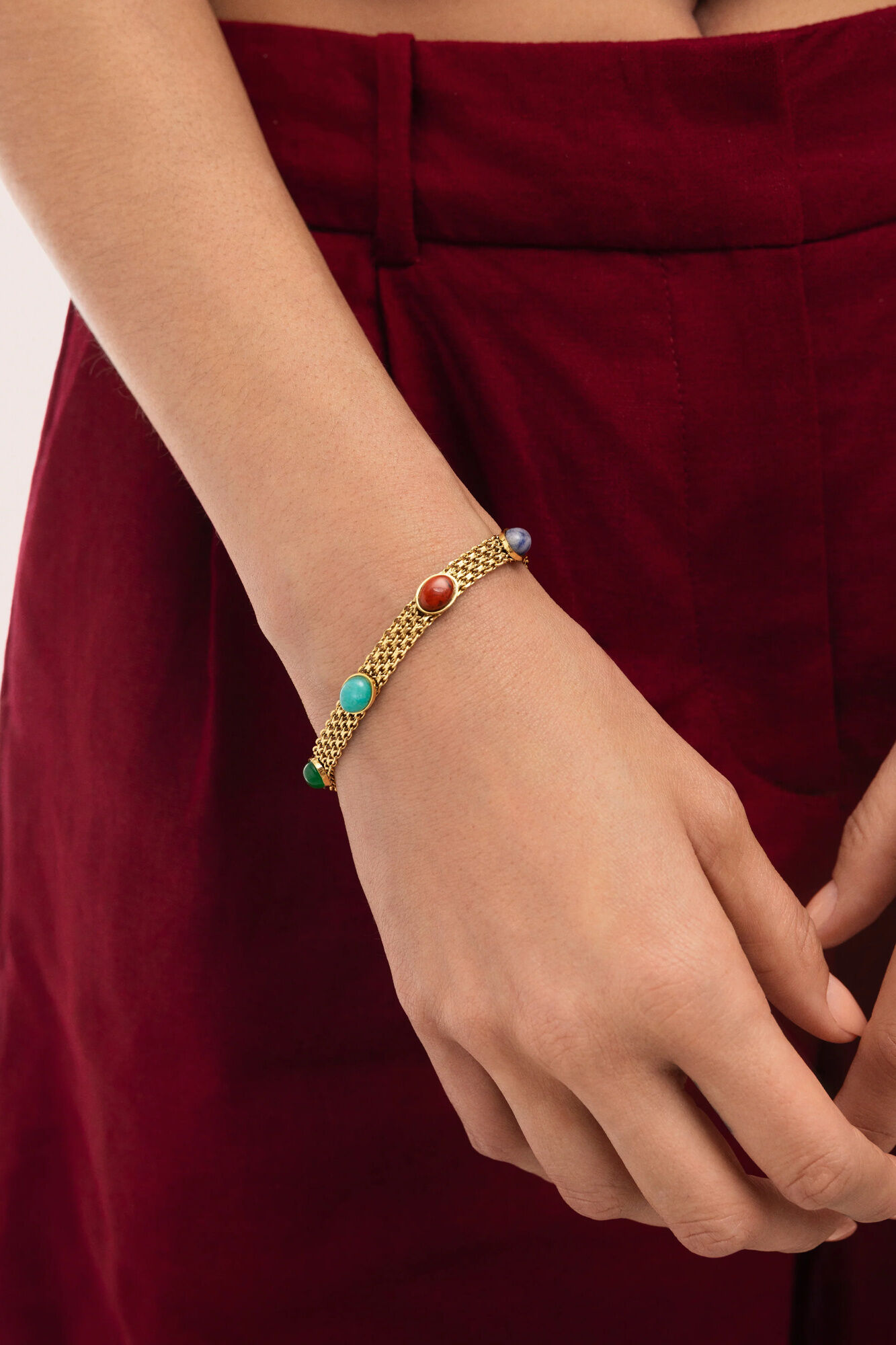 Singularu Pulsera Tape Stones Acero Ba&ntilde;o Oro