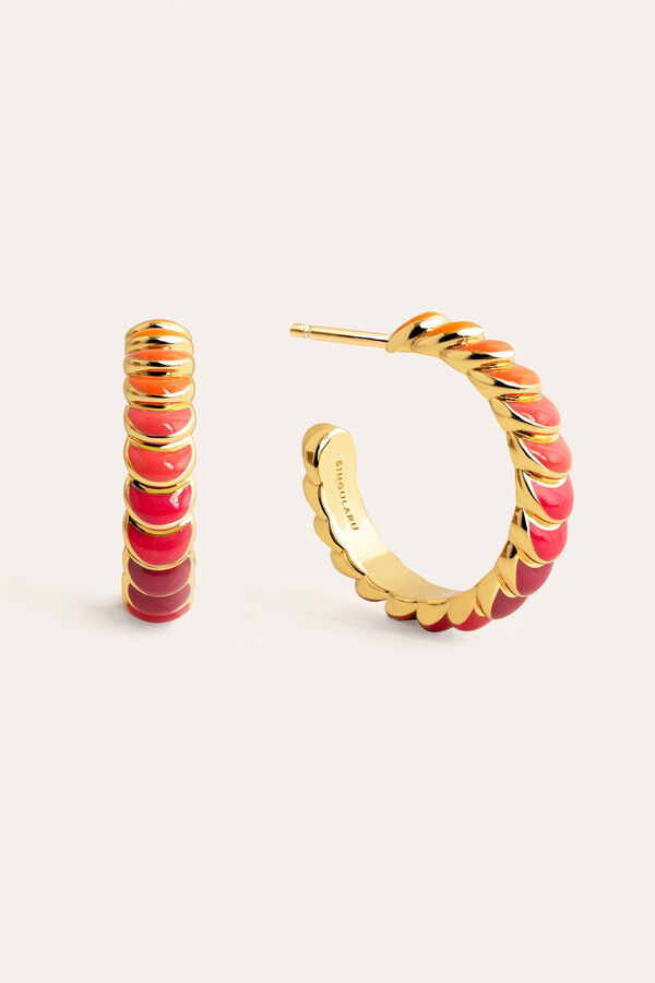 Womensecret Sunset Scales gold-plated hoop earrings Žuta