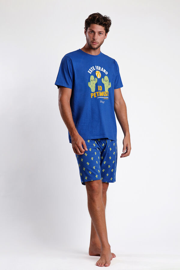 Womensecret MR WONDERFUL Cactus short-sleeved pyjamas for men Plava