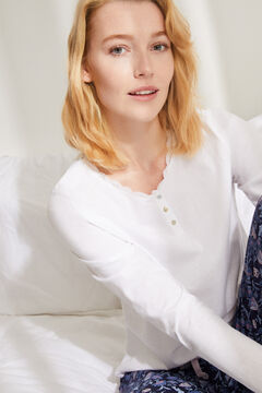 Womensecret Long-sleeved white cotton t-shirt white