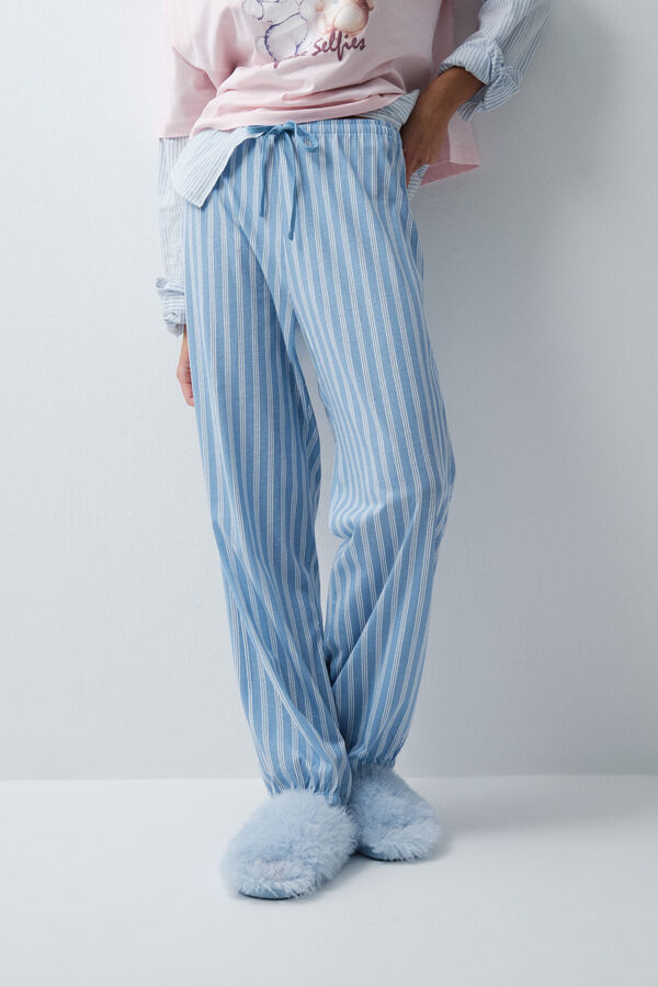 Women'secret Blue striped balloon trousers blue