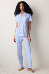 Penti Conjunto de pijama largo camisero azul corazones azul