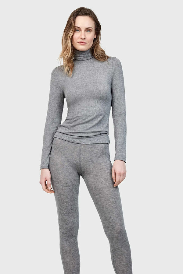 Gisela Thermal high neck T-shirt grey