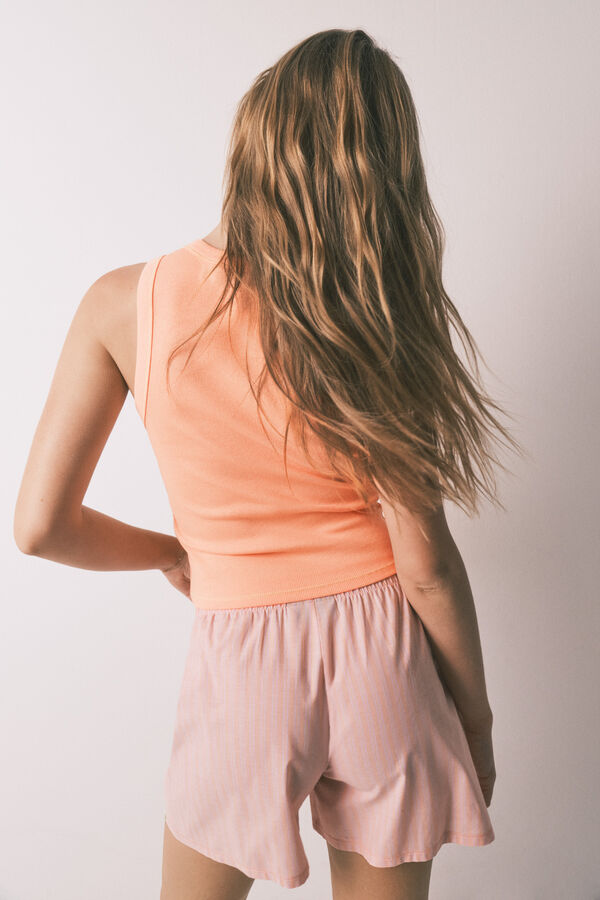 HI&BYE Orange striped cotton short pyjamas red