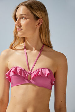 Womensecret Pink flounced bandeau bikini top pink