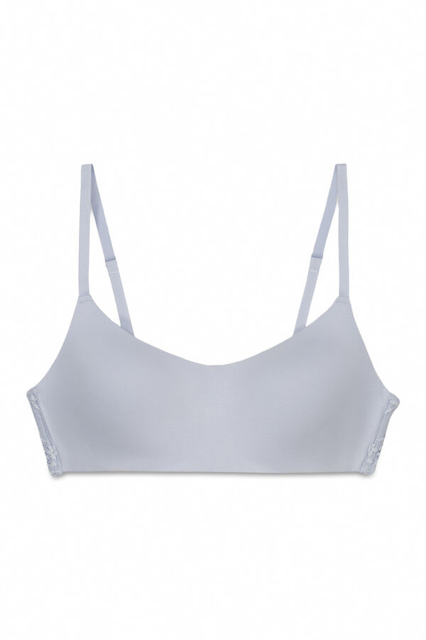 Women'secret Blue modal and lace padded bra top blue