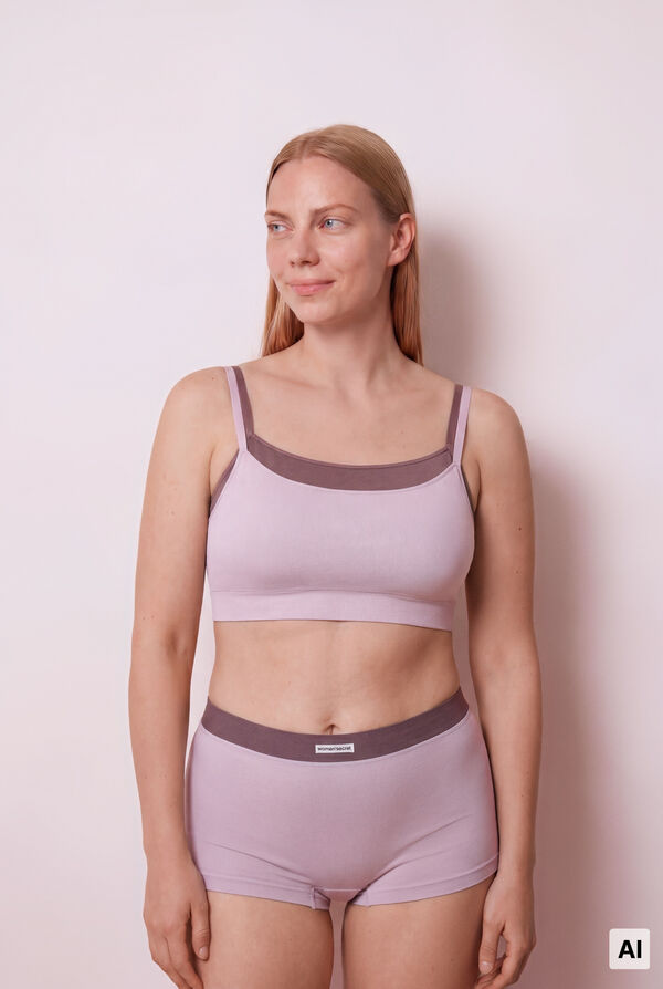 Women'secret Lilac seamless ribbed boxer panty pink