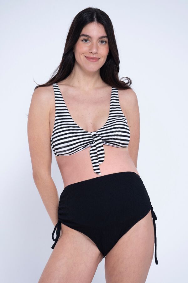 Ohma! Gestreifter Umstandsbikini mit Texturmix mit Print