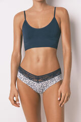 Women'secret Wide grey printed cotton panty  grey