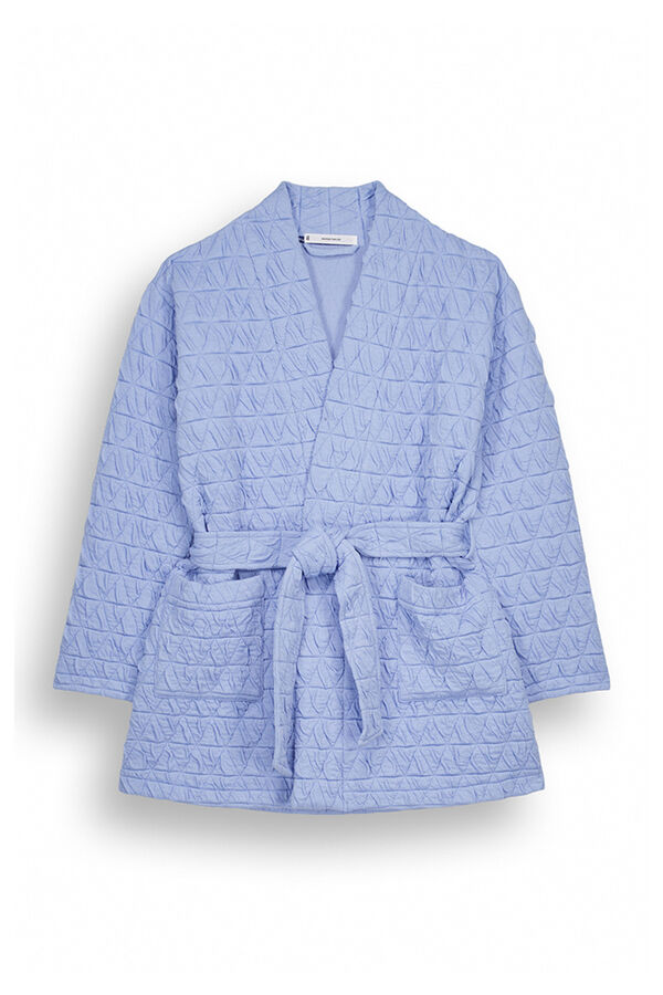 Womensecret Robe de chambre courte portefeuille matelassée bleu clair bleu