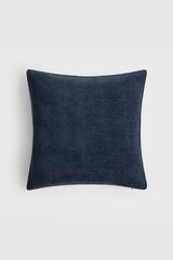 Textura Velvet texture cushion cover with piping blue