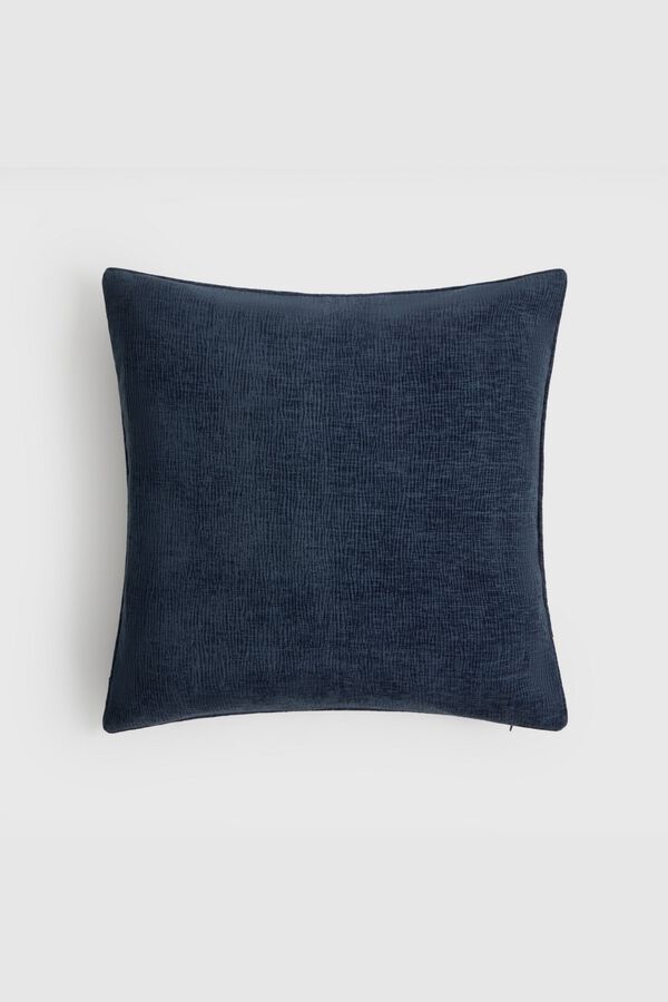 Textura Velvet texture cushion cover with piping blue
