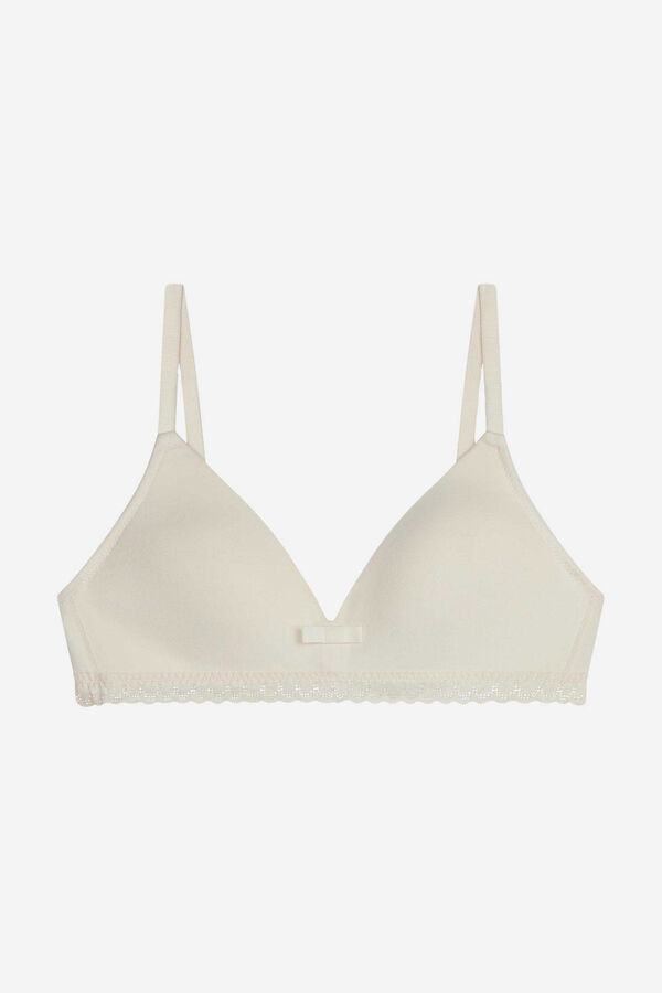 DIM Soutien-gorge sans armatures ado en microfibre et dentelle beige