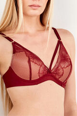Gisela Floral lace bra with push-up effect burgundy