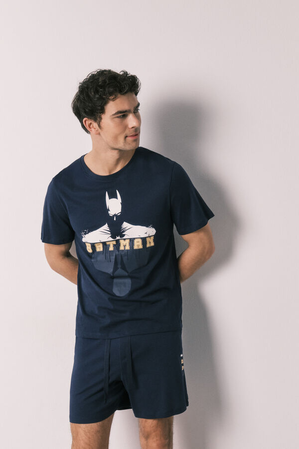 Women'secret Pyjama court pour homme en coton Batman bleu