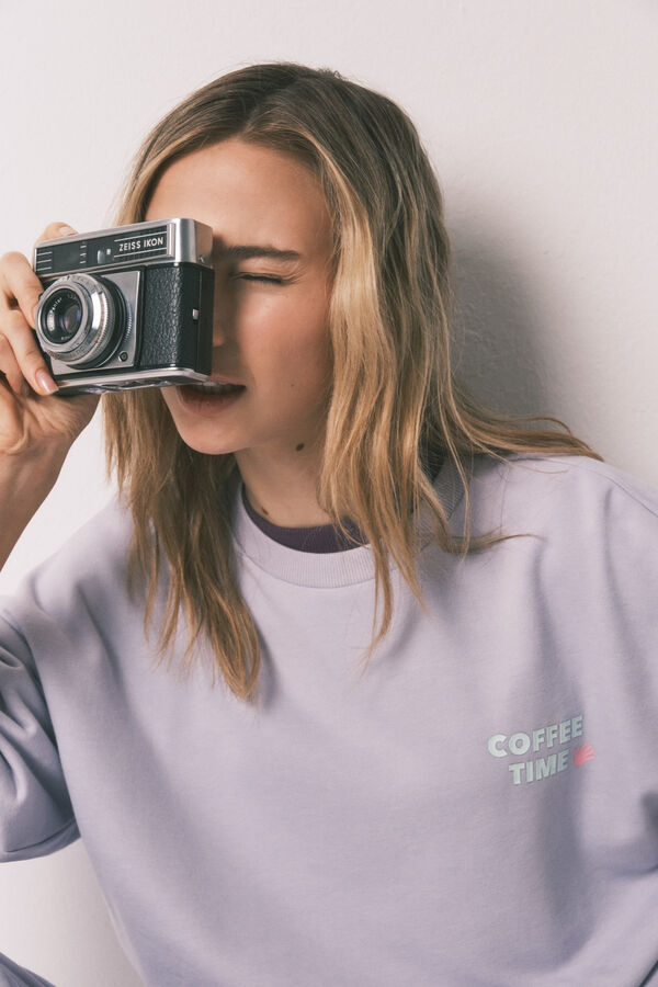 HI&BYE Lilac fleece flare long trousers blue