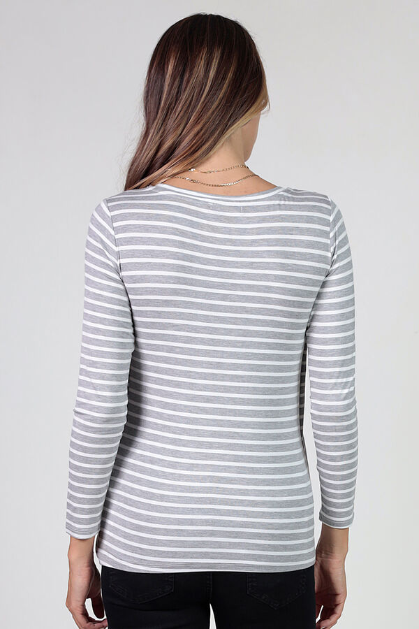 Womensecret Maternity nursing crossover T-shirt with stripes gris