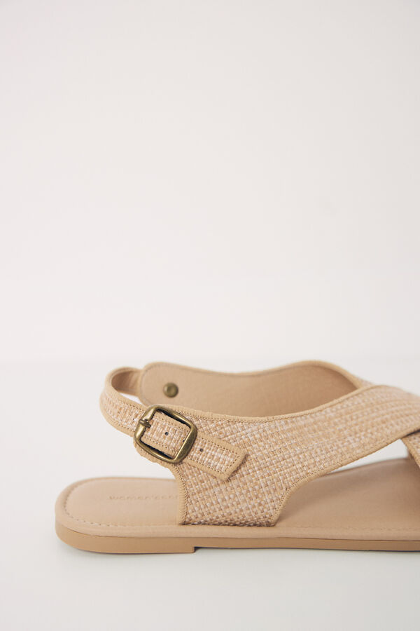 Womensecret Flat sand crossed sandal nude