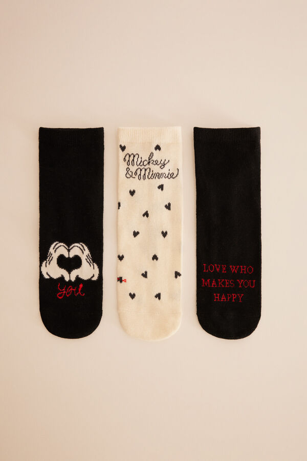 Womensecret 3-pack Mickey 'Love' short cotton socks printed