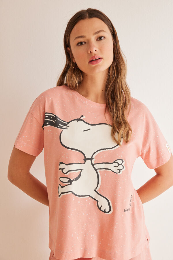 Womensecret Snoopy rózsaszín 100% pamut rövid pizsama rózsaszín