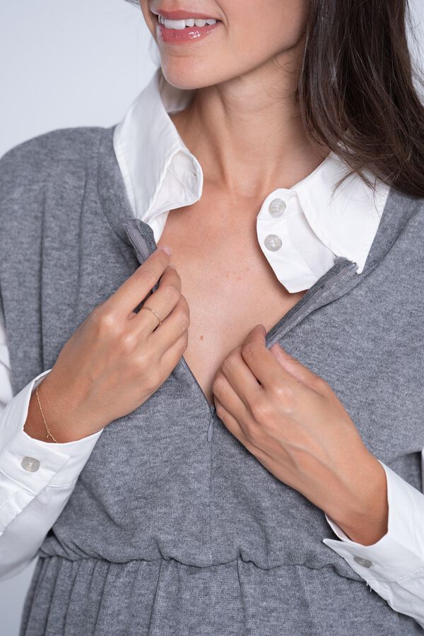 Ohma! Maternity dress with faux shirt grey