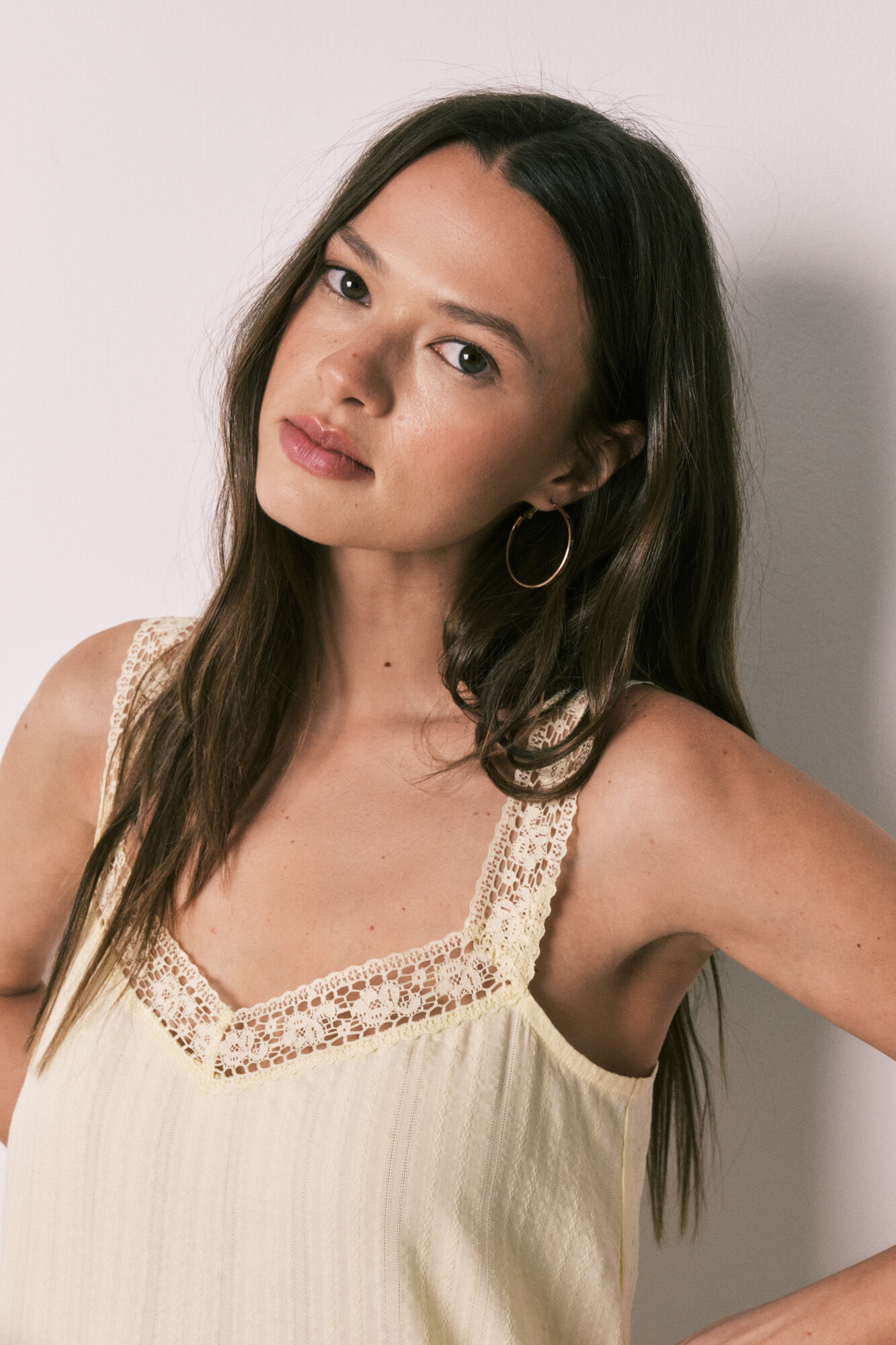 Women'secret Yellow cotton lace short nightgown