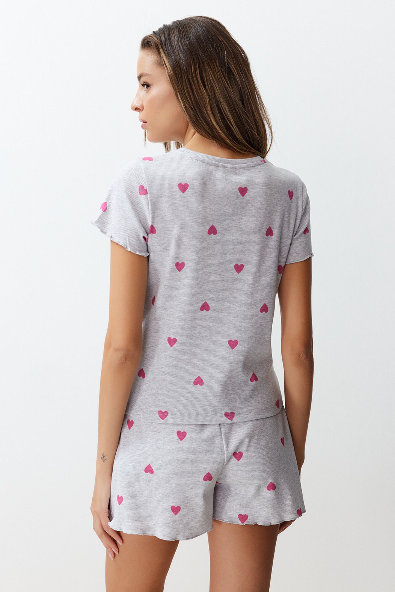 Trendyol Conjunto de pijama corto corazones