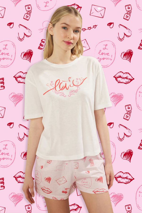 Trendyol Conjunto de pijama corto amor estampado