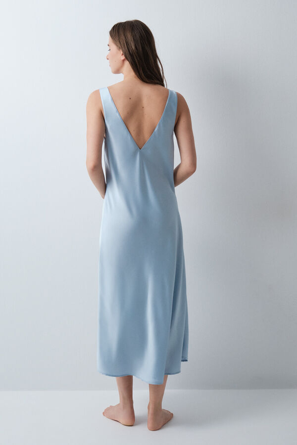 Women'secret Camis&oacute;n largo satinado tirantes azul azul
