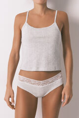 Women'secret Grey cotton classic wide striped panty grey